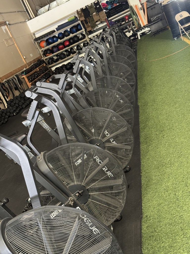 Rogue Echo bikes and functional fitness equipment at Konza Strength in Manhattan, Kansas
