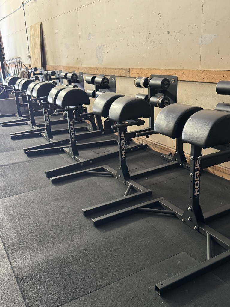 Rogue GHD machines for posterior chain and core training at Konza Strength in Manhattan, Kansas